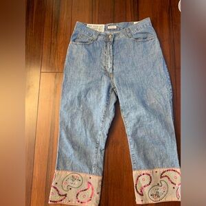 Max & Co. Blue Jeans with Pink Embroidery